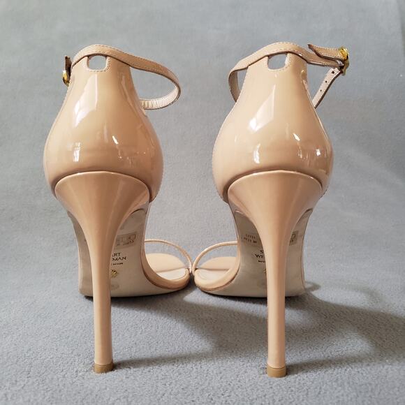 Stuart Weitzman Nudistsong Heels Adobe 8.5 STUA-WZ128 Tan Brown Patent Leather - Picture 4 of 16